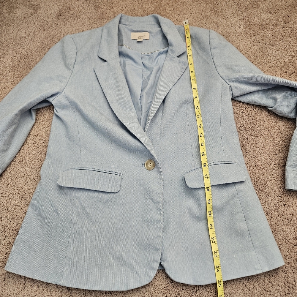 Loft Womens 4P Suit Casual Blazer Pastel Light Blue Spring Lightweight Cotton - Picture 7 of 7